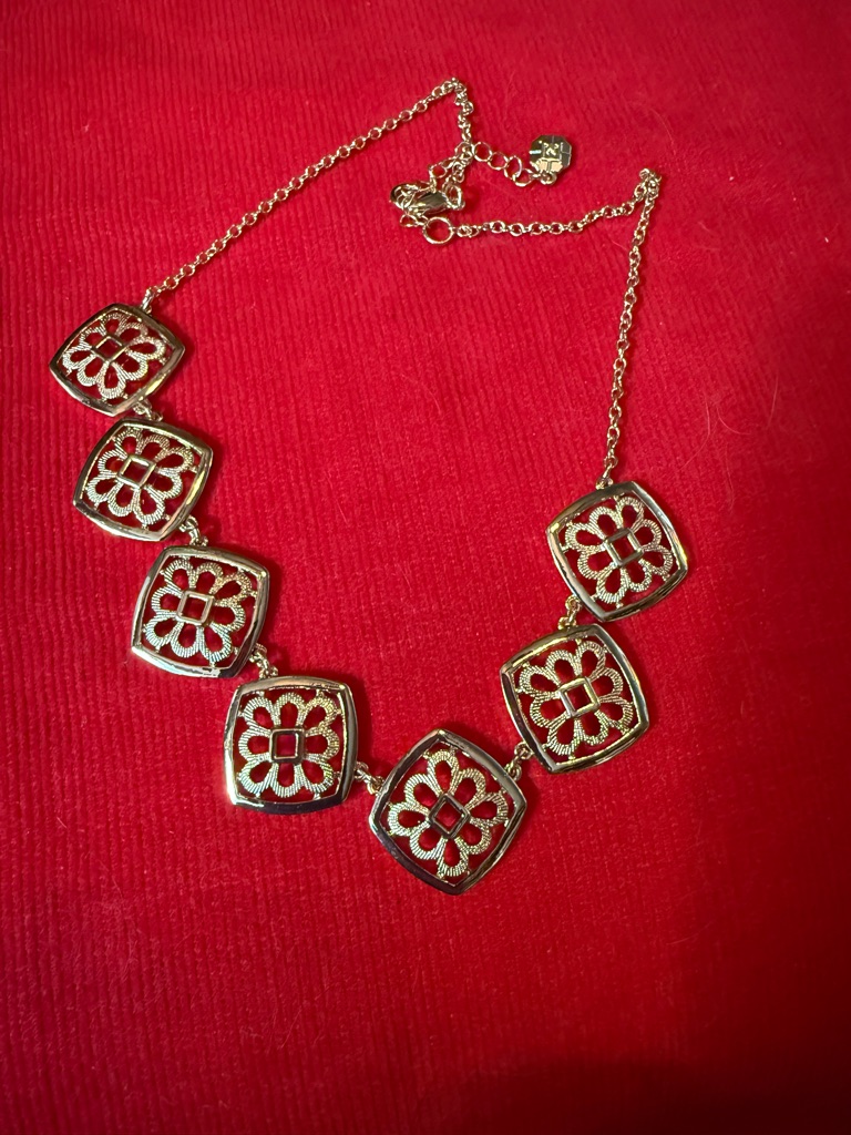 Monet Gold Floral Link Necklace